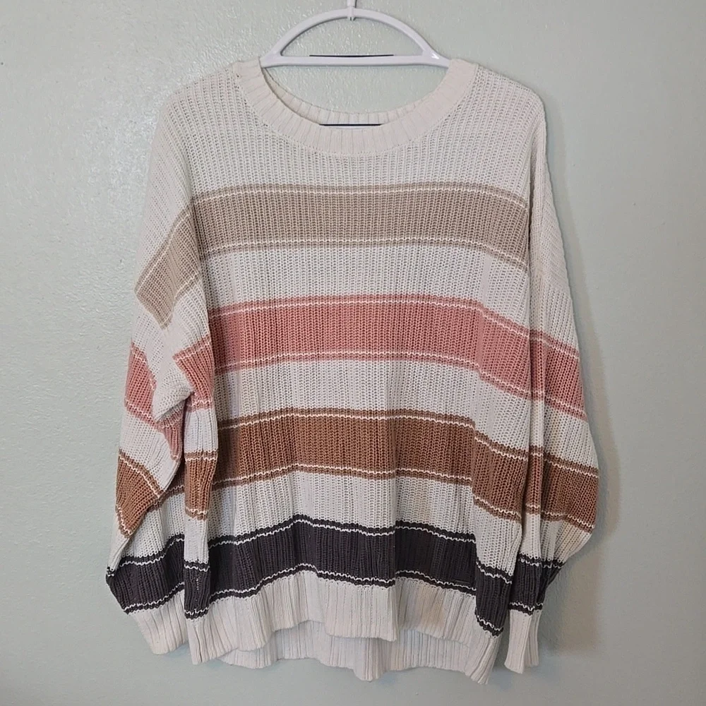 Hollister | Cozy Striped Crew Neck Sweater Size Medium